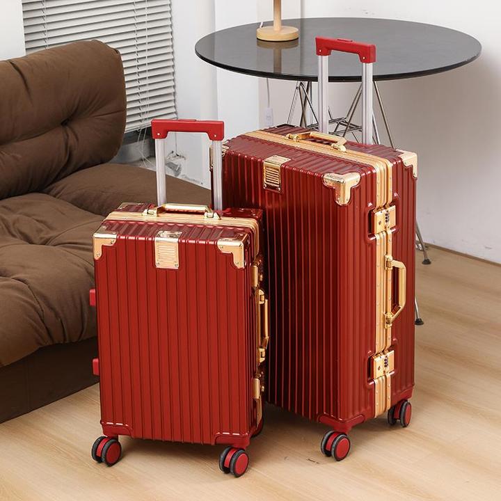 结婚行李箱陪嫁新娘箱红色箱子拉杆箱女皮箱密码嫁妆箱24寸婚礼用