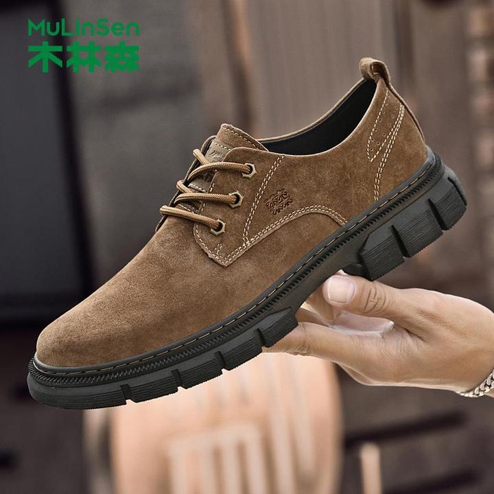 木林森男鞋2025新款秋冬季商务休闲皮鞋男士软皮工装鞋低帮马丁靴
