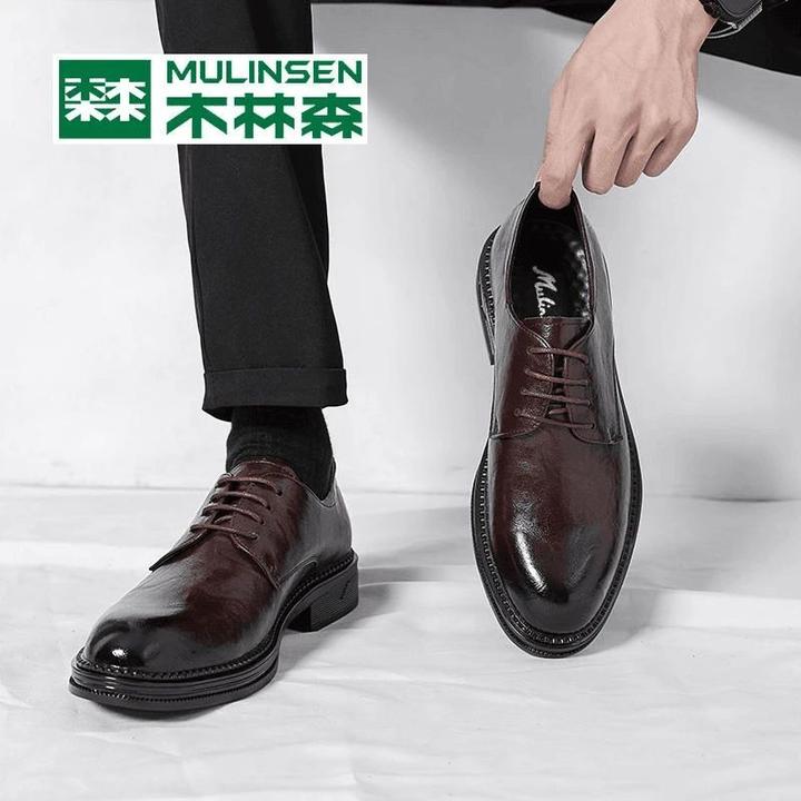 木林森皮鞋男秋季商务正装英伦休闲男鞋复古高级结婚新郎德比百搭