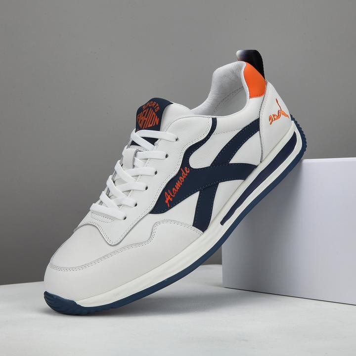 2025夏季新款头层牛皮阿甘鞋时尚百搭男士休闲软底透气轻奢跑步鞋