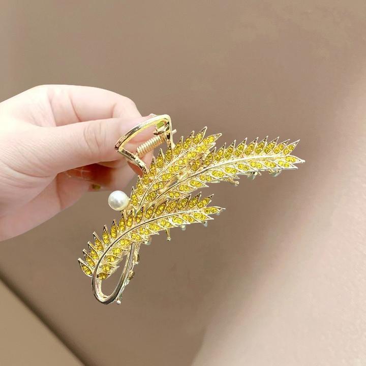 轻奢时尚金黄麦穗大号抓夹优雅气质后脑勺盘发鲨鱼夹百搭发夹发饰