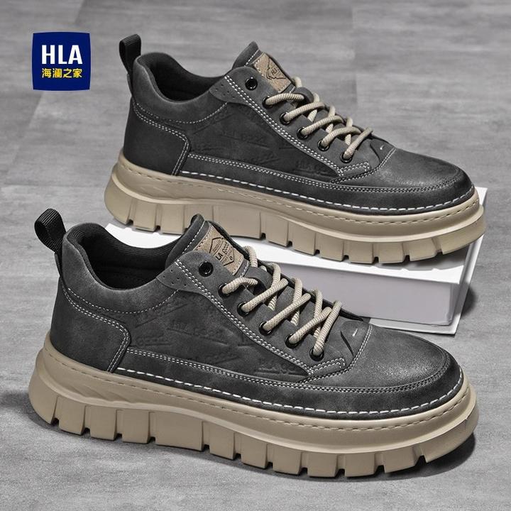 海澜之家男鞋2025秋季休闲板鞋厚底男鞋增高百搭低帮工装鞋马丁靴