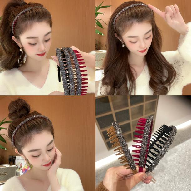 复古丝绒闪闪网红闪钻碎发发箍带齿防滑宽边洗脸头箍超仙气质发箍