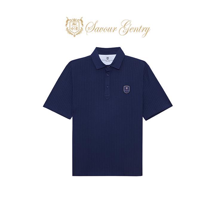 清-棉质POLO衫【BC同风】 SG男装一字领藏蓝色时尚休闲24BT050