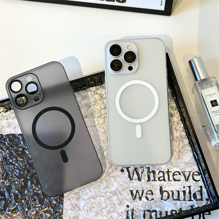 适用苹果15手机壳PC冰雾磁吸磨砂iphone14肤感超薄13proma x精孔1