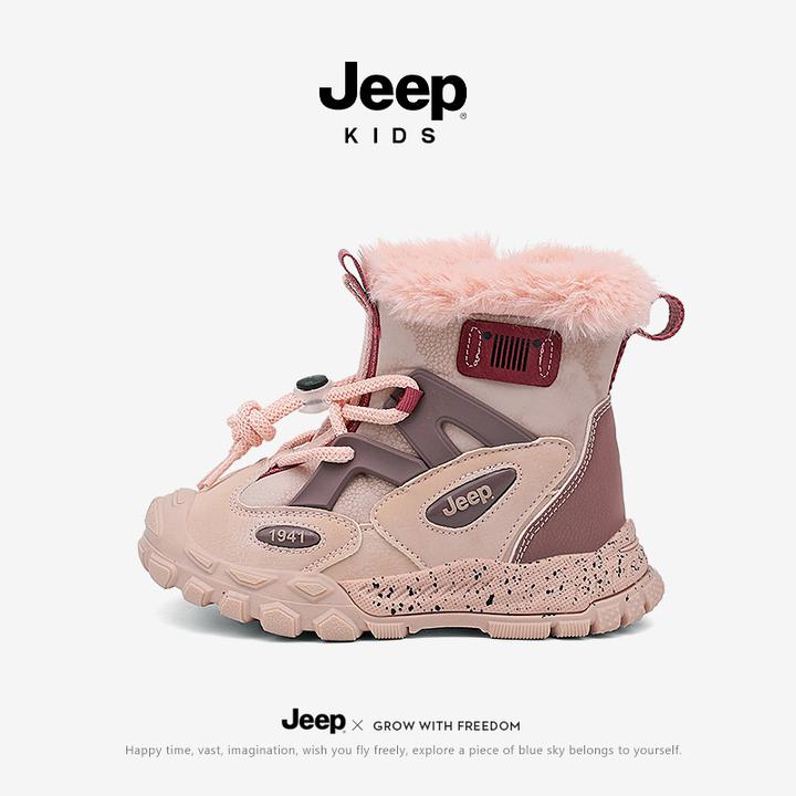 jeep童鞋女童雪地靴冬季加绒加厚儿童靴子防水防滑保暖男童大棉靴