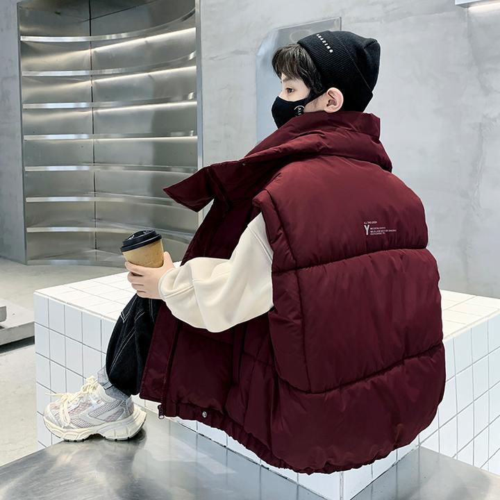 男童手塞棉马甲秋冬款2024新款中大儿童冬季保暖男孩外穿背心马夹