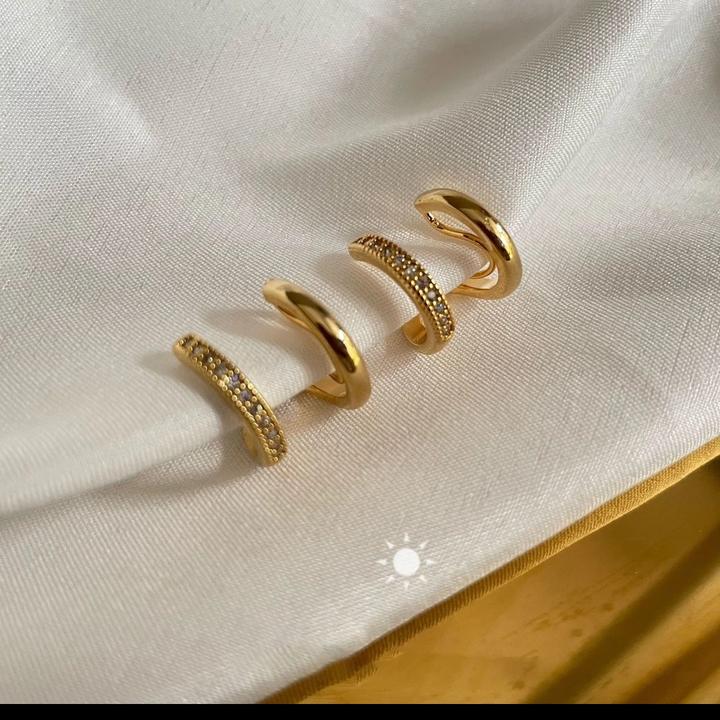 铜合金耳饰 柏林之声蚊香盘耳夹无耳洞耳饰女百搭简约精致双圈