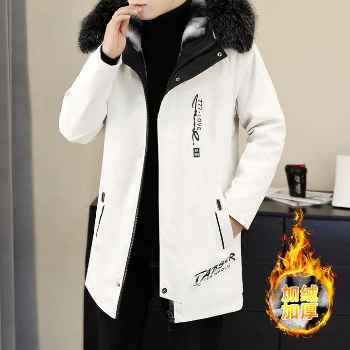 冬季韩版加绒加厚夹克2024新款秋冬装中长款褂子男装风衣休闲外套