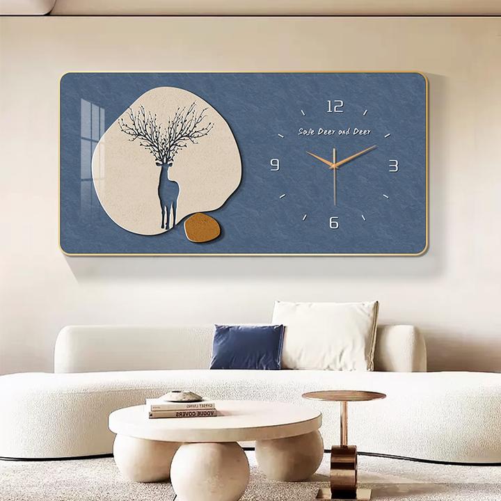 时尚网红挂表画横版轻奢装饰钟表客厅现代简约时钟家用挂钟装饰画