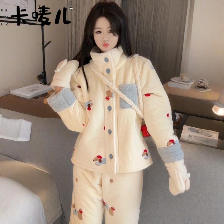 睡衣女冬款女款爆款2024新款加绒加厚气质居家可外穿家居服两件套