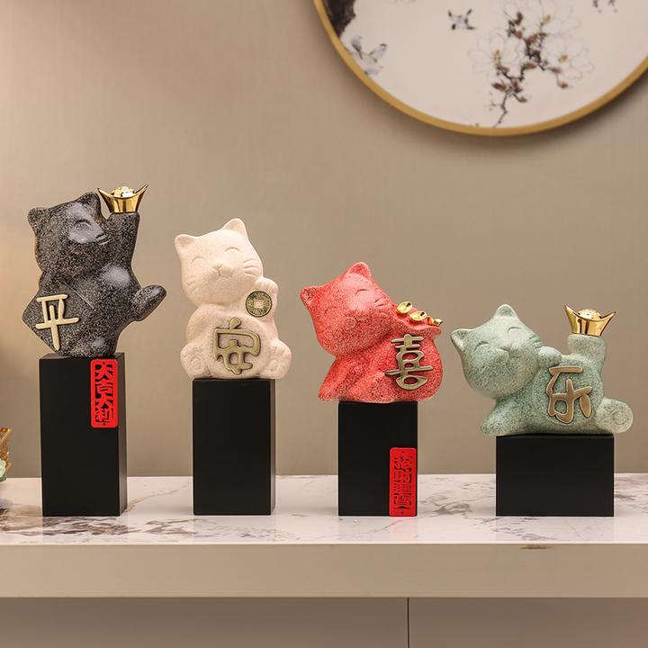 现代招财猫摆台装饰品摆件高级感客厅入户玄关电视柜家庭乔迁桌面