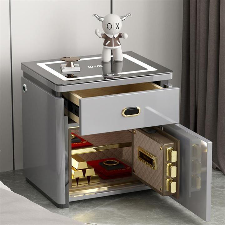 智能床头保险柜创意轻奢收纳柜简约客厅阳台储物柜床边柜无线充电