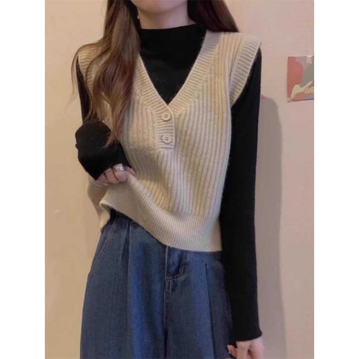 衬衫叠穿针织马甲女春秋装2024年新款爆款内搭早春季毛衣背心外搭