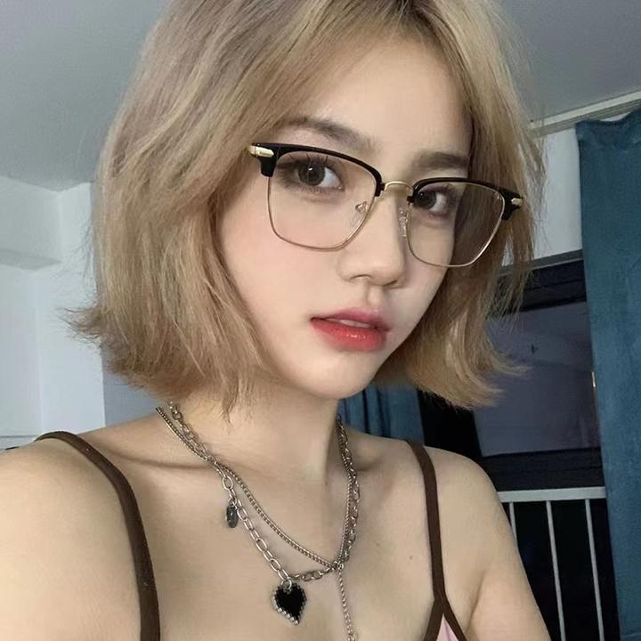 【Heather】复古潮流半框韩版素颜蓝光框镜架斯文败类