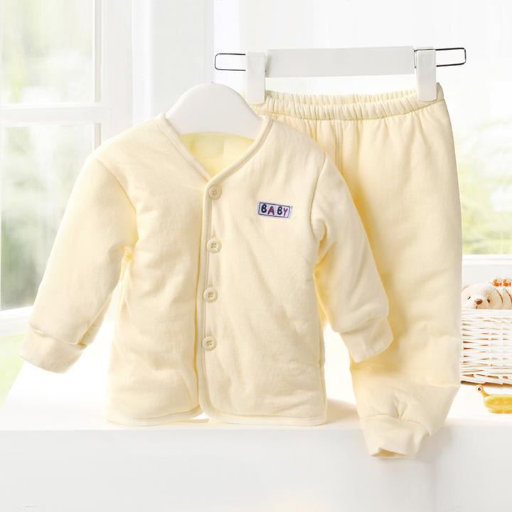 宝宝秋冬纯棉加厚保暖内衣套装婴儿童三层夹棉打底两件套男童女童