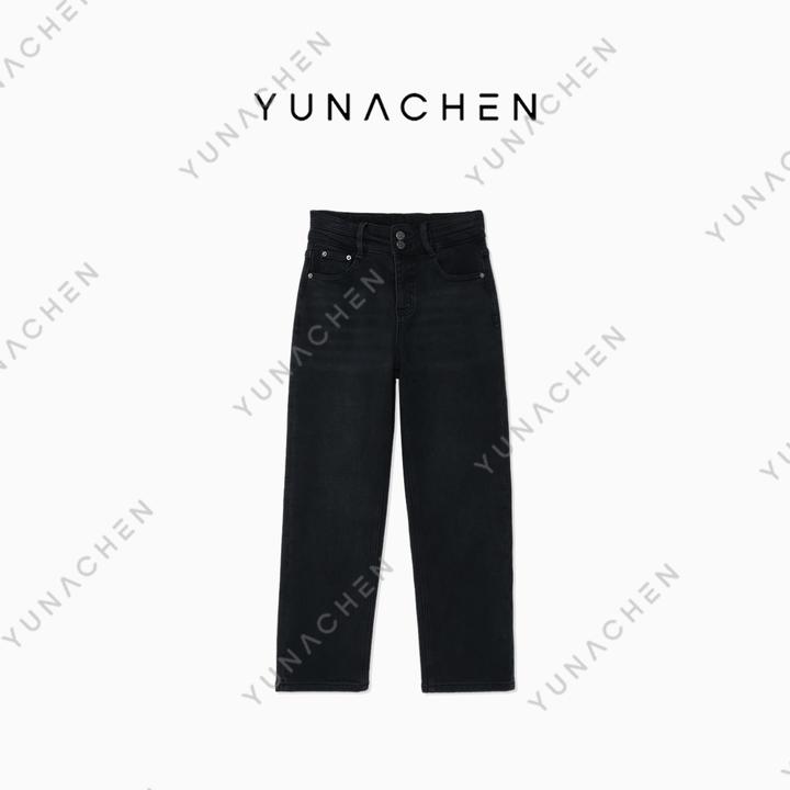 菠萝宝宝yuna【月里】ZJ31 秋冬新款高腰加绒烟管牛仔长裤691-38885