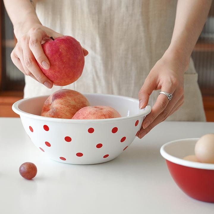 搪瓷碗家用面碗草莓搪瓷盆蛋糕大面加厚沙拉碗盘餐具碗面条碗家用
