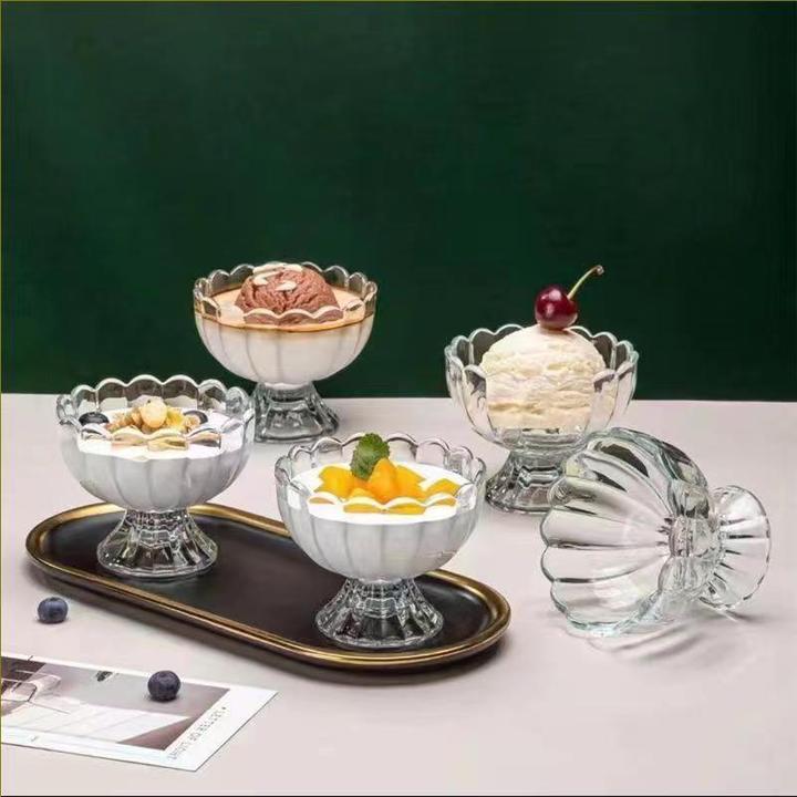 【到手5个】夏季冰淇淋杯玻璃杯冷饮杯果汁杯甜品杯奶昔杯家用加厚