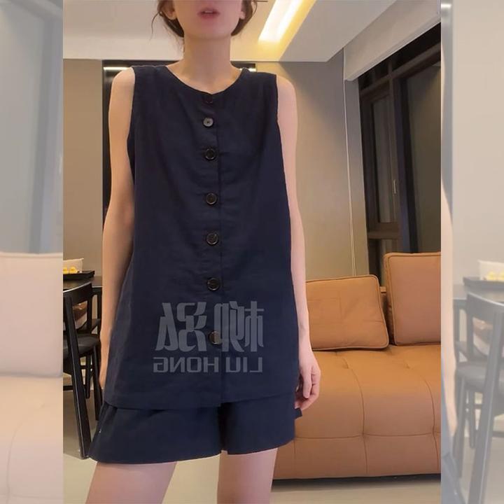 2025年夏季新款宽松上衣背心短裤时尚两件套女气质高级无袖套装潮