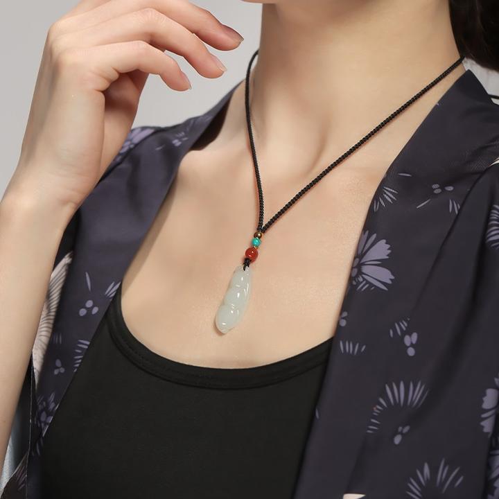 【保真】新疆和田玉白玉福豆挂件玉石四季豆多子多福吊坠项链玉佩