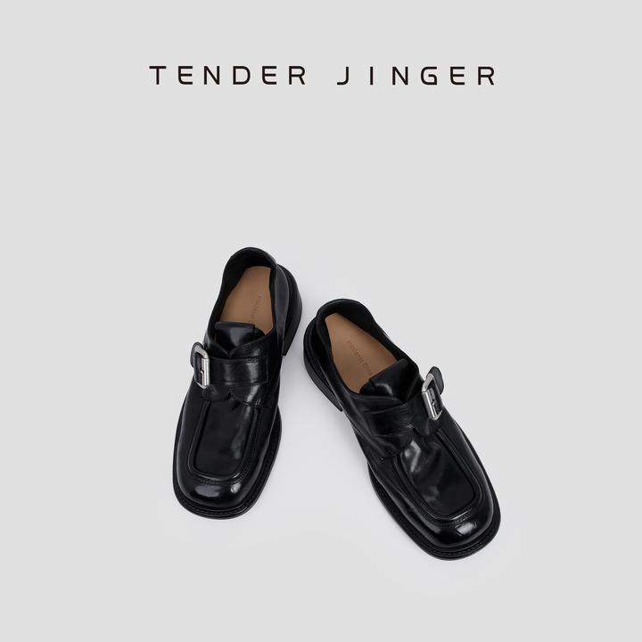 Tender Jinger｜线下专供 一脚蹬金属方扣英伦风小皮鞋 M240931