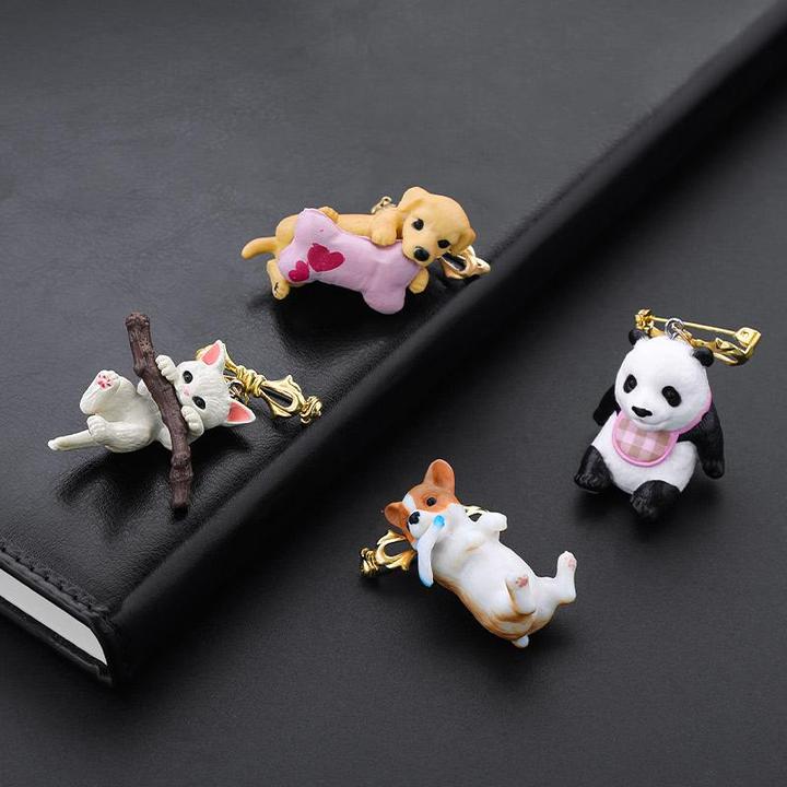 日系ins抱树枝的小猫咪胸针女 个性徽章卡通公仔别针包包衣服配饰