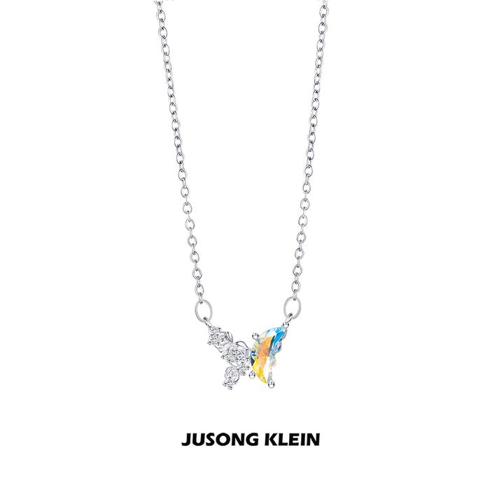 Jusong klein 钛钢项链 璀璨星空系列幻彩蝴蝶项链气质小众锁骨链
