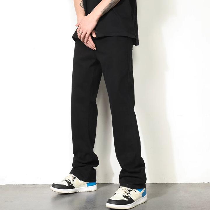 高街直筒黑色牛仔裤男秋冬季新款休闲裤美式复古工装裤男士长裤子