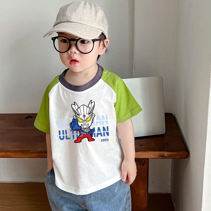 男童纯棉短袖T恤奥特曼春夏新通儿童插肩上衣女童半袖宝宝体恤潮