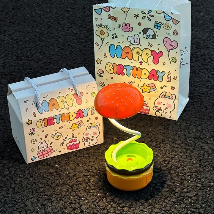 可爱汉堡小夜灯宿舍卧室睡眠灯麦当劳薯条桌面台灯充电床头灯礼物