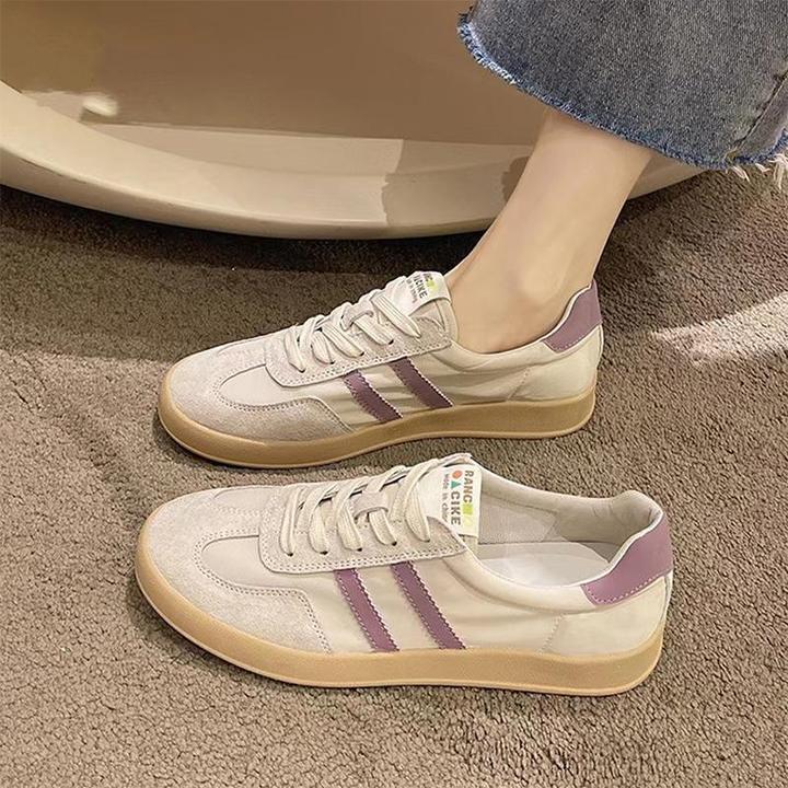 UHCK全皮德训鞋女2025年春季新款小白鞋百搭平底运动休闲板鞋阿