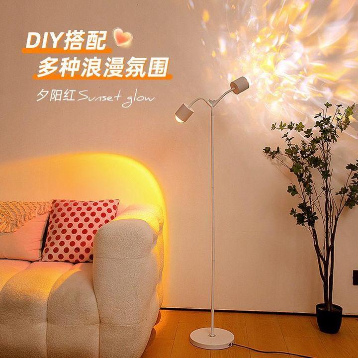 爆款双头心形水波纹夕阳红氛围灯直播专用背景装饰灯水波纹日落灯