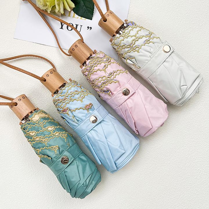 【五折八股彩胶】加厚加密折叠防紫外线两用小巧遮阳伞纯色简约学生