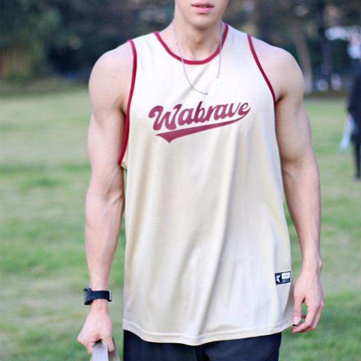 WABRAVE撞色美式背心夏季宽松健身跑步速干无袖印花运动T恤篮球