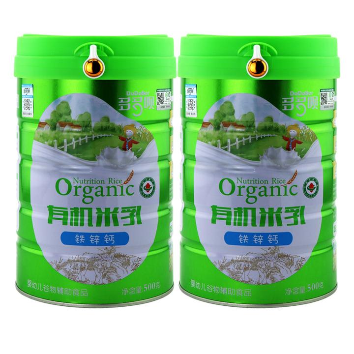 多多呗有机米乳铁锌钙500克罐装辅食婴幼儿米粉米糊宝宝营养多维