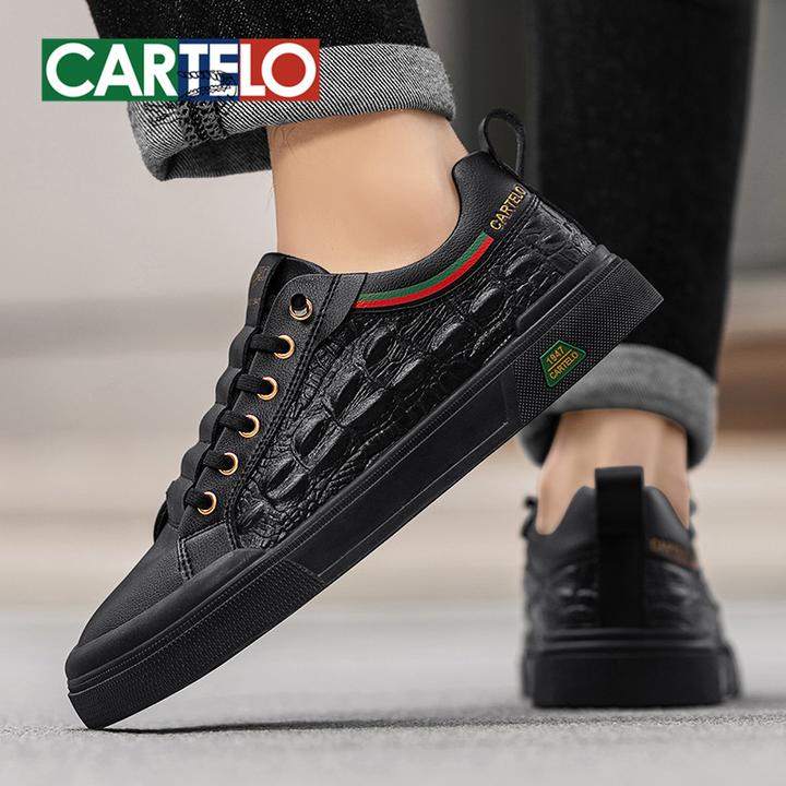 卡帝乐鳄鱼秋季新款休闲男鞋百搭时尚潮流鳄鱼纹软底低帮潮流板鞋