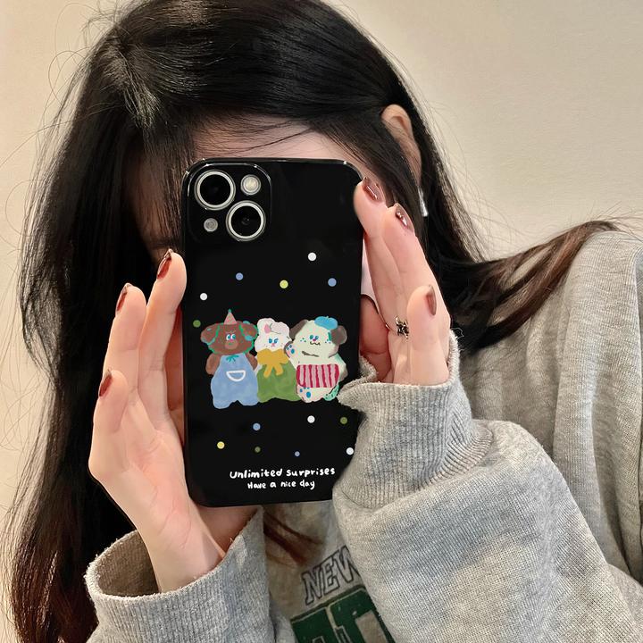 卡通油画兔子适用苹果15华为/OPPO/VIVO荣耀小米全包防摔手机壳