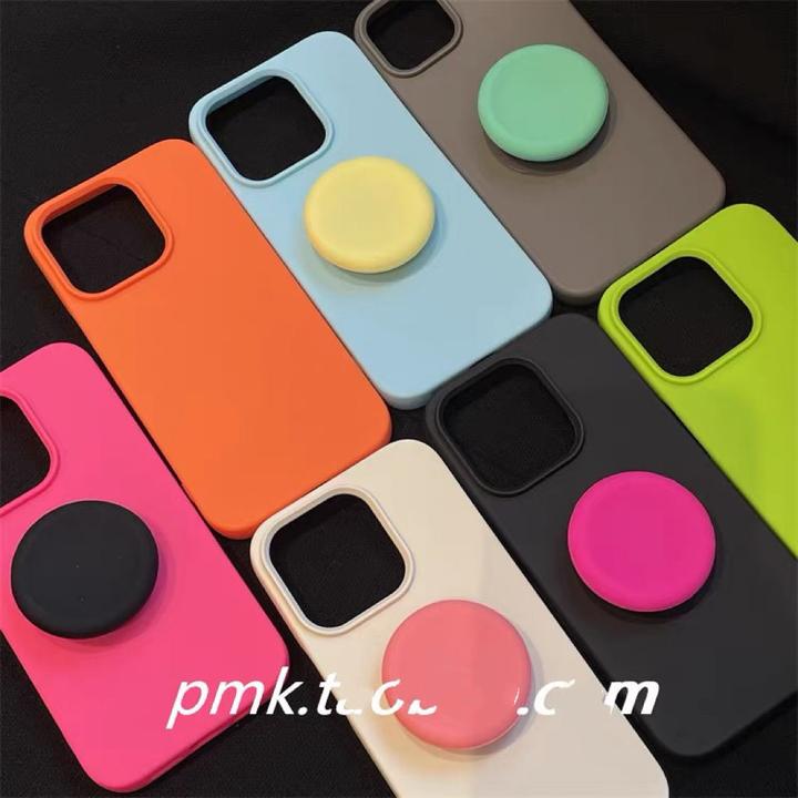 马克龙纯色支架适用iPhone14/15promax手机壳苹果13/12/11半包xR