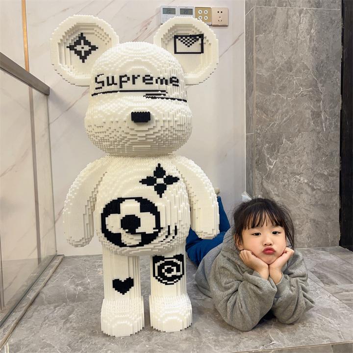 超大号网红落地超白熊积木乐成人益智小颗粒拼装儿童玩具创意摆件