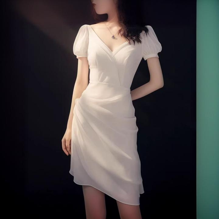 夏季轻奢高端精致A字裙气质收腰法式高级感绝美白色洋气衣服女