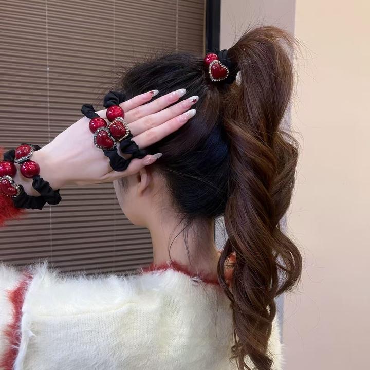 香妃恋人轻奢韩版红豆小肠发圈丸子头马尾发绳2024新款时尚发圈