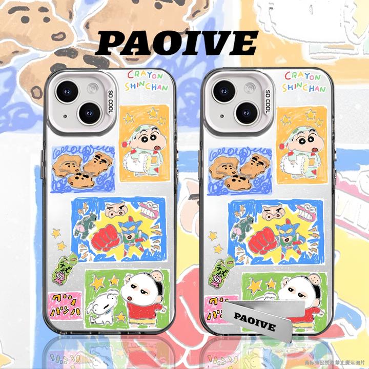 蜡笔小新适用苹果华为vivoiPhone小米三星防摔彩银手机壳