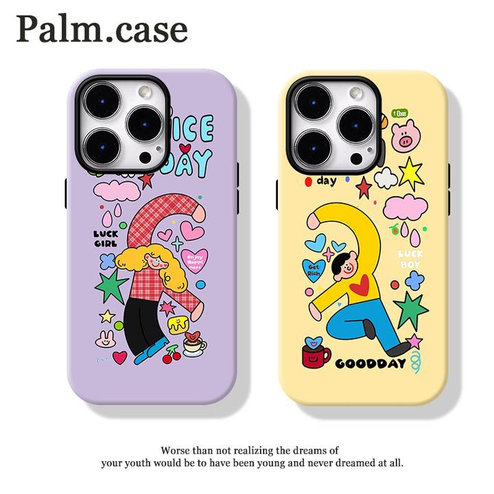 菲林二合一适用华为/oppo/vivo/小米/一加/苹果ins手机壳比心情侣