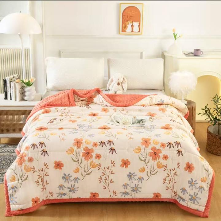 2025新款保暖春夏时尚亲肤柔软绒豆豆家居学生宿舍被子午睡可机洗