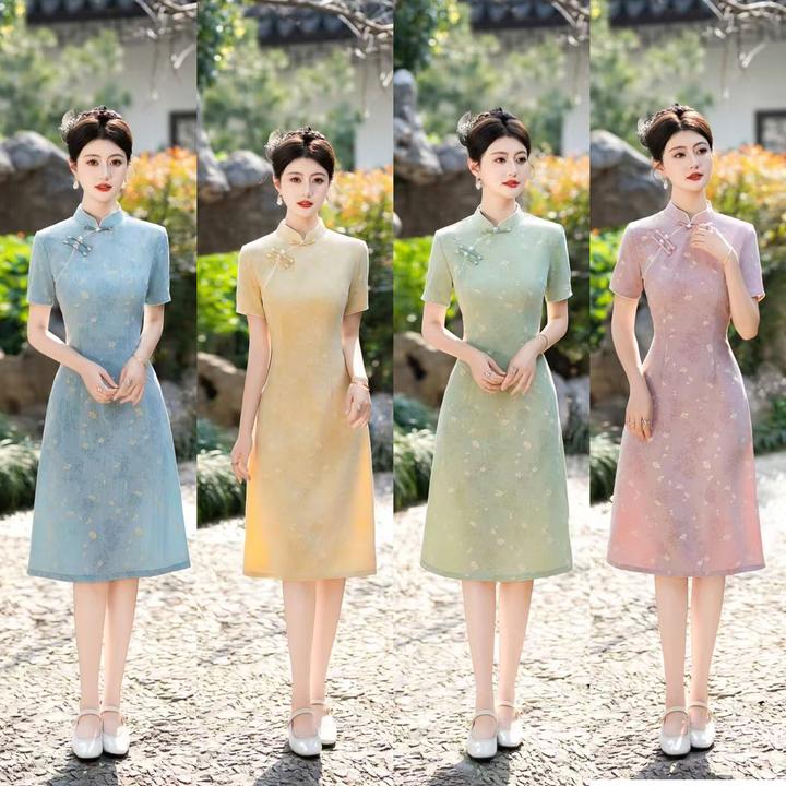 花香/S-5XL 夏季2025新款旗袍小个子短款新中式改良A摆不开衩日常