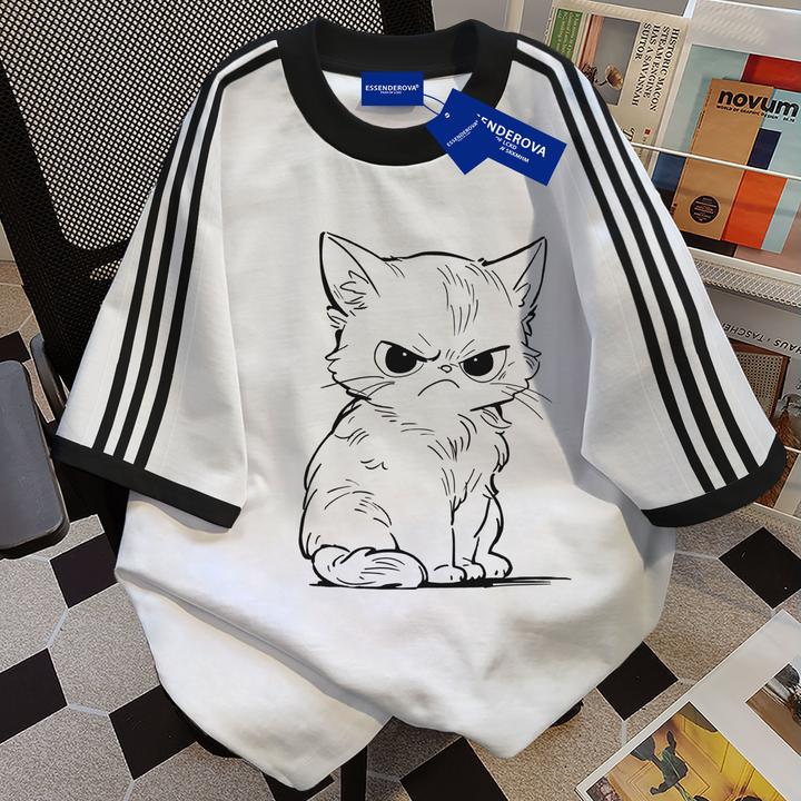 100%纯棉甜美清新圆领短袖t恤男女夏季爆款宽松街头学生情侣上衣