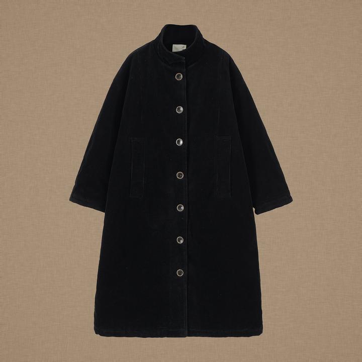 【以之】设计师原创冬季复古立领厚实灯芯绒棉衣保暖长款棉服外套