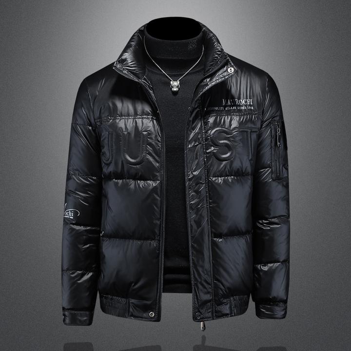 洛尼提日亚2025新款冬季男羽绒服短款立领亮面时尚男装羽绒服外套