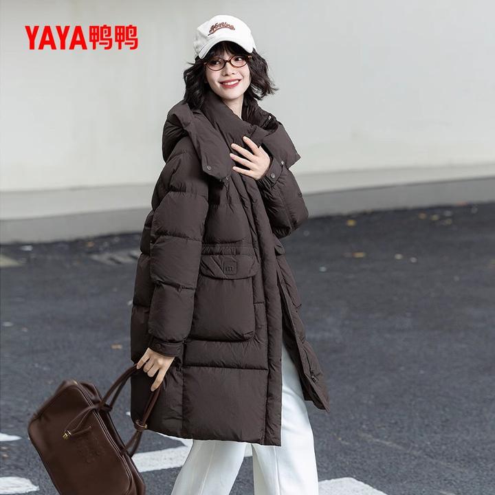 YAYA/鸭鸭25年冬季新款时尚休闲百搭韩版秋冬长款保暖羽绒服外套